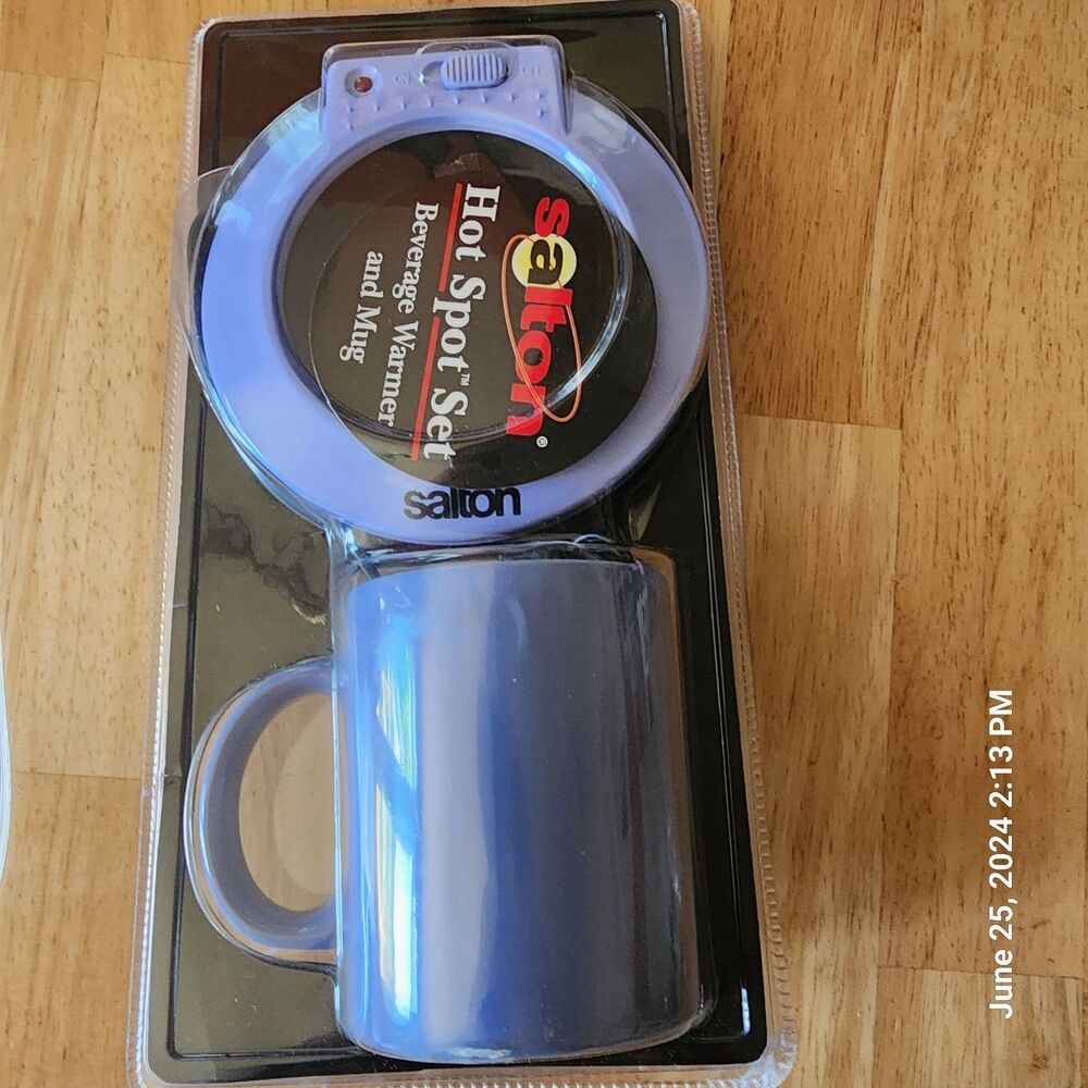Salton Hot Spot Set Blue Beverage and Coffee Warmer Mug and Base New in Box